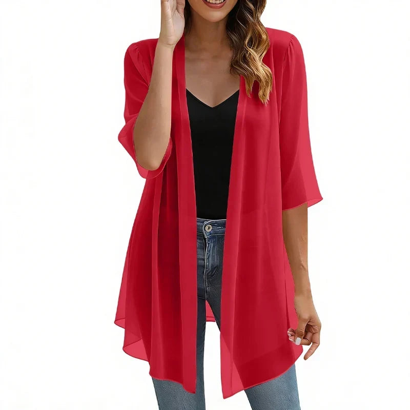 Valentina Balducci™ Cardigan aperto frontale in garza leggerissima