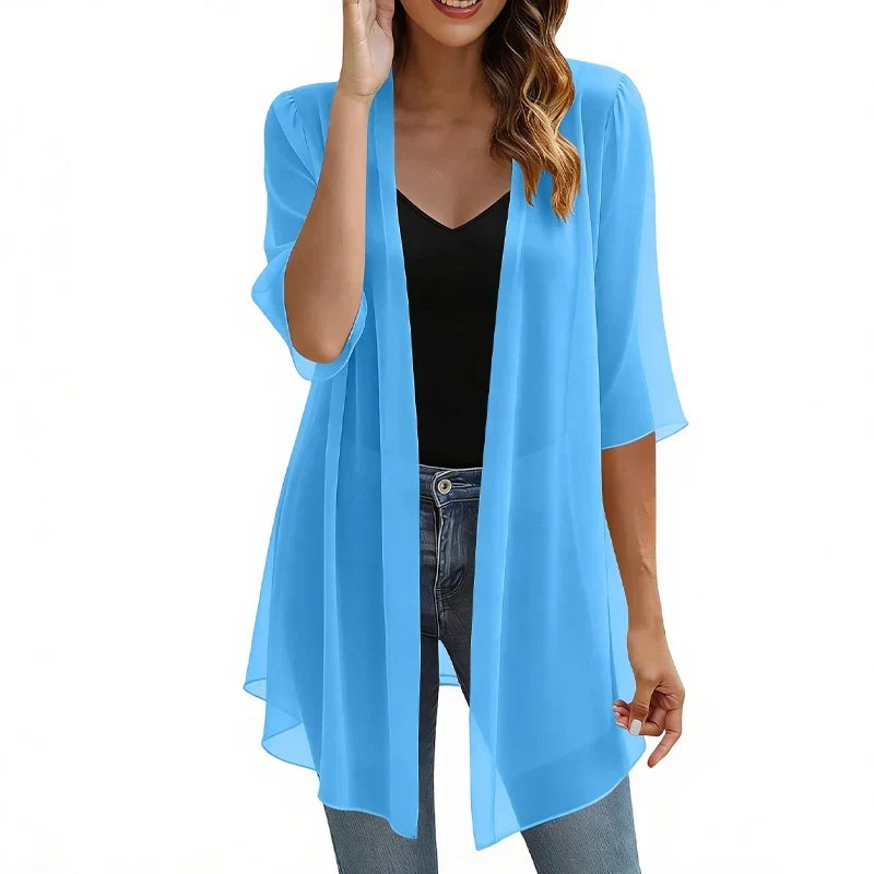 Valentina Balducci™ Cardigan aperto frontale in garza leggerissima