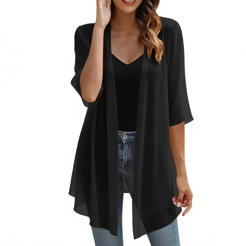Valentina Balducci™ Cardigan aperto frontale in garza leggerissima