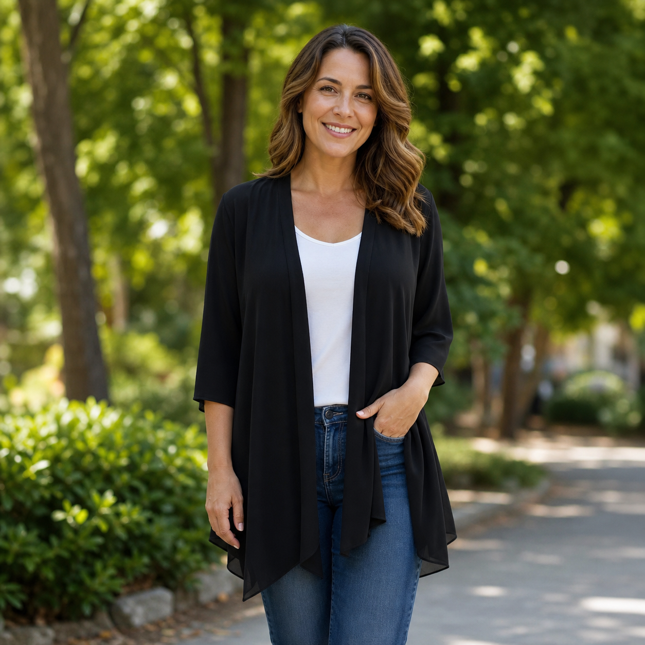 Valentina Balducci™ Cardigan aperto frontale in garza leggerissima