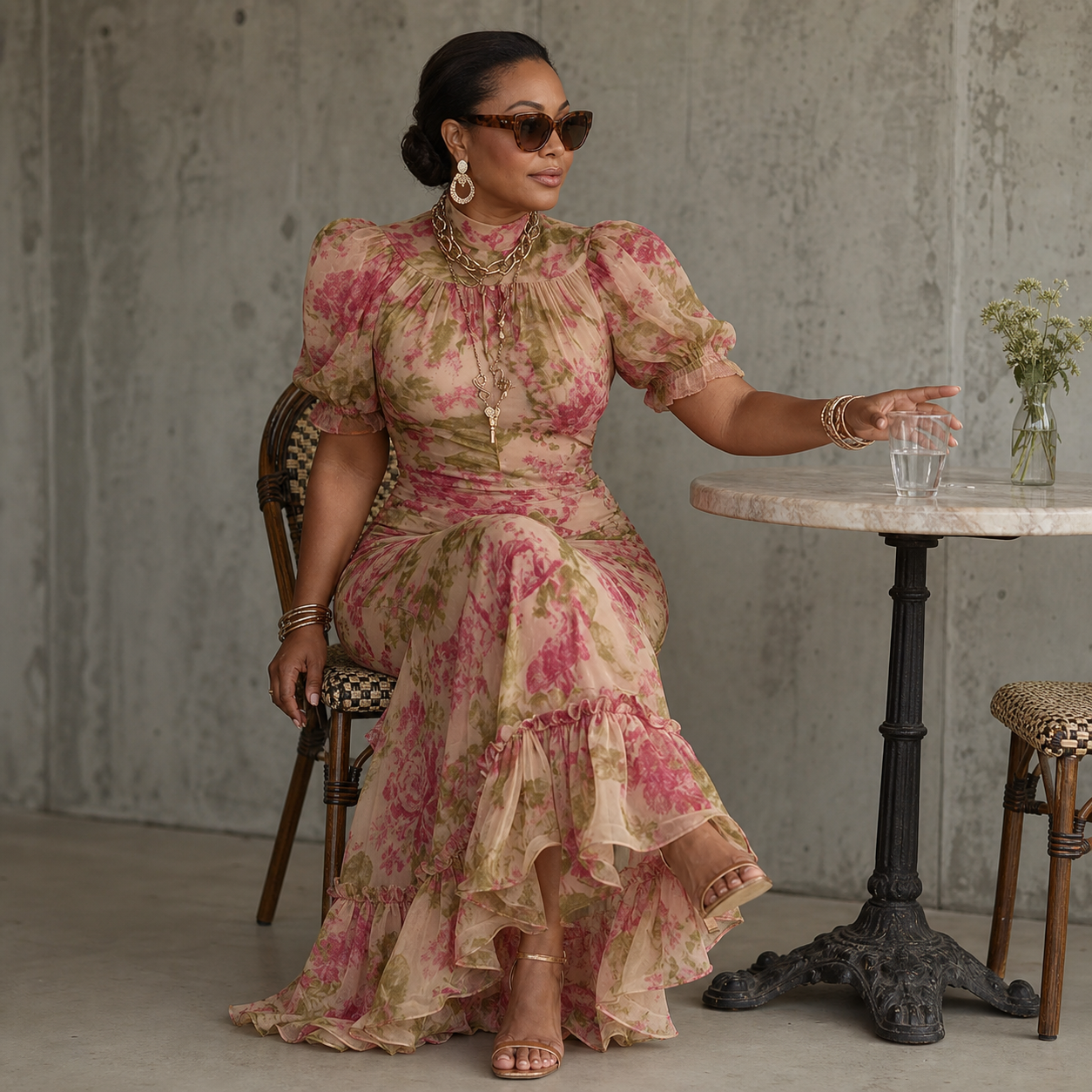 Valentina Petrelli™ Maxi abito floreale che valorizza la silhouette per un'eleganza senza sforzo