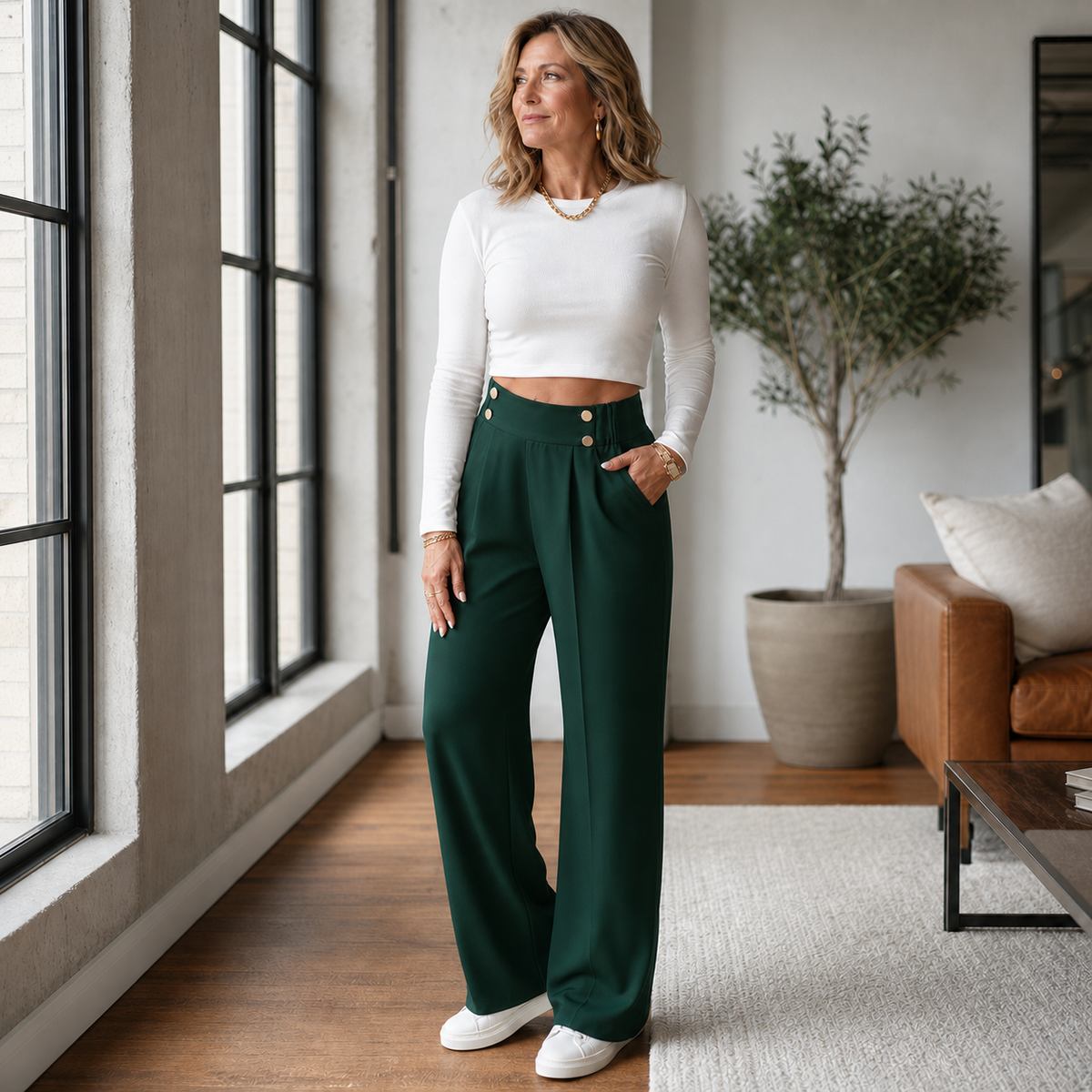 Valeria Borsani™ Pantaloni a vita alta e gamba larga per un comfort tutto il giorno