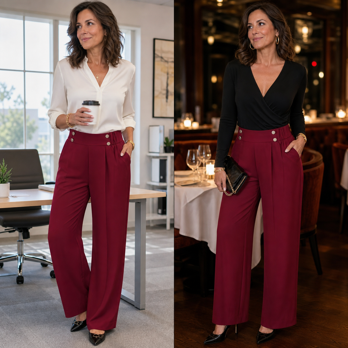 Valeria Borsani™ Pantaloni a vita alta e gamba larga per un comfort tutto il giorno