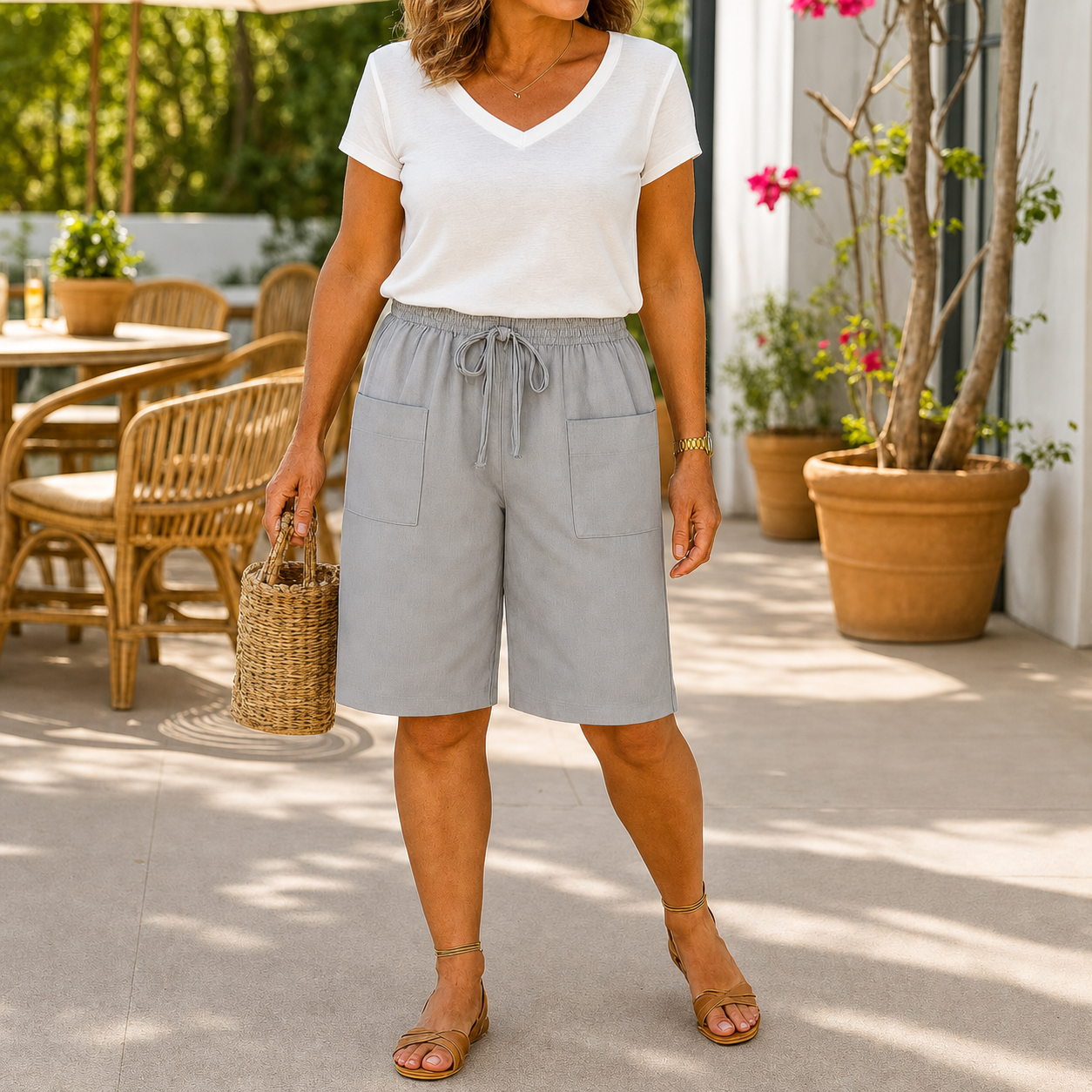 Vera Fortini™ Pantaloncini capri traspiranti con coulisse