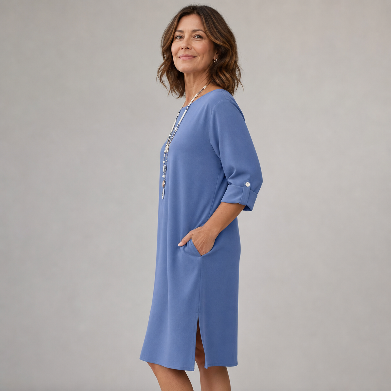 Virginia Franchini™ Vestito minimalista con tasche per uno stile quotidiano senza sforzo