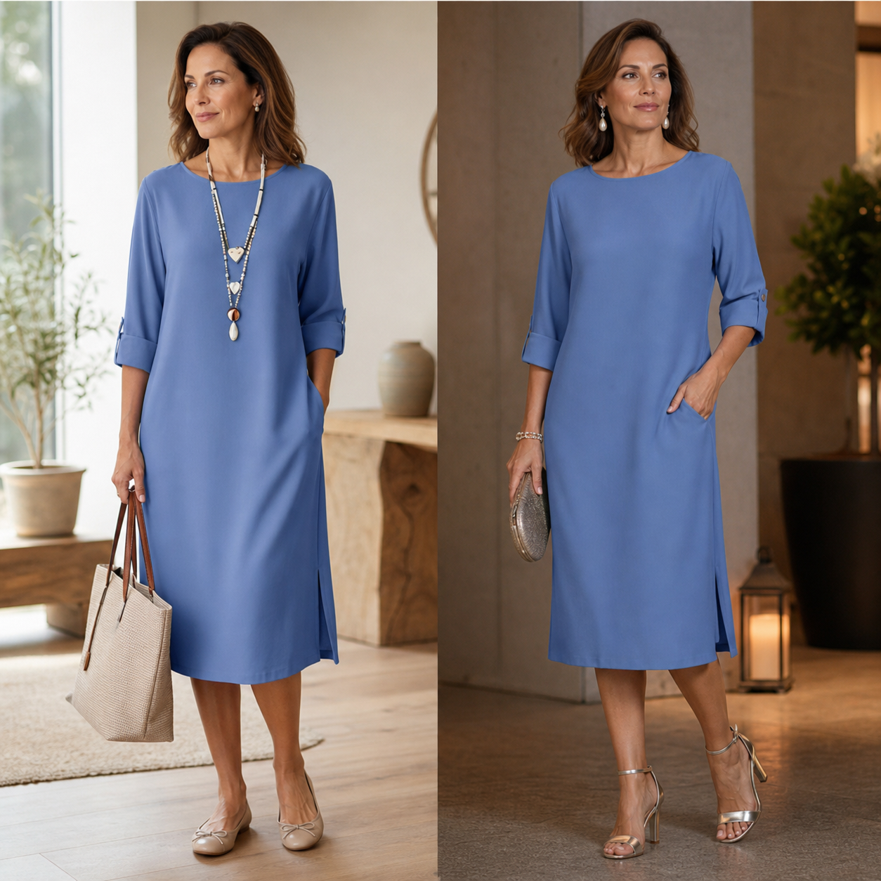 Virginia Franchini™ Vestito minimalista con tasche per uno stile quotidiano senza sforzo