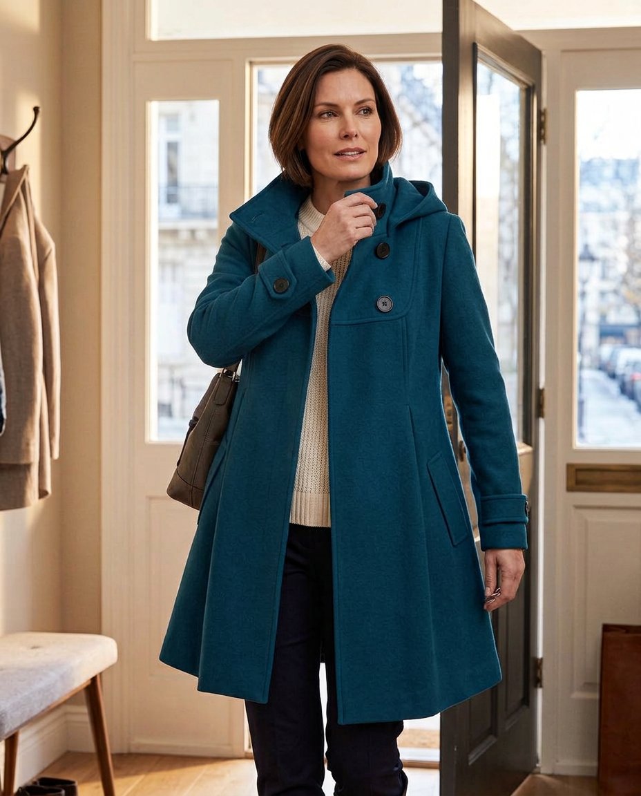 Wanda Salvadori™ Cappotto swing con cappuccio elegante per uscite invernali
