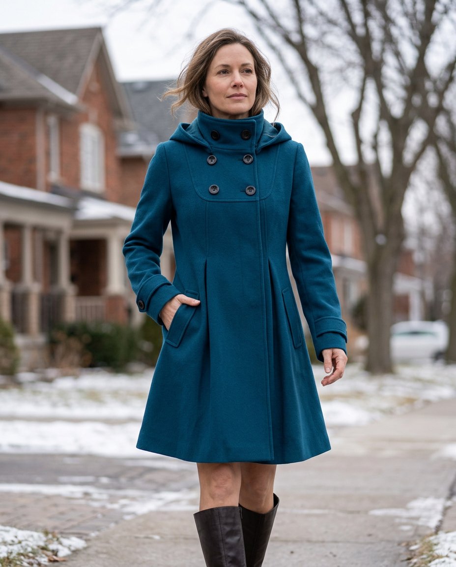 Wanda Salvadori™ Cappotto swing con cappuccio elegante per uscite invernali