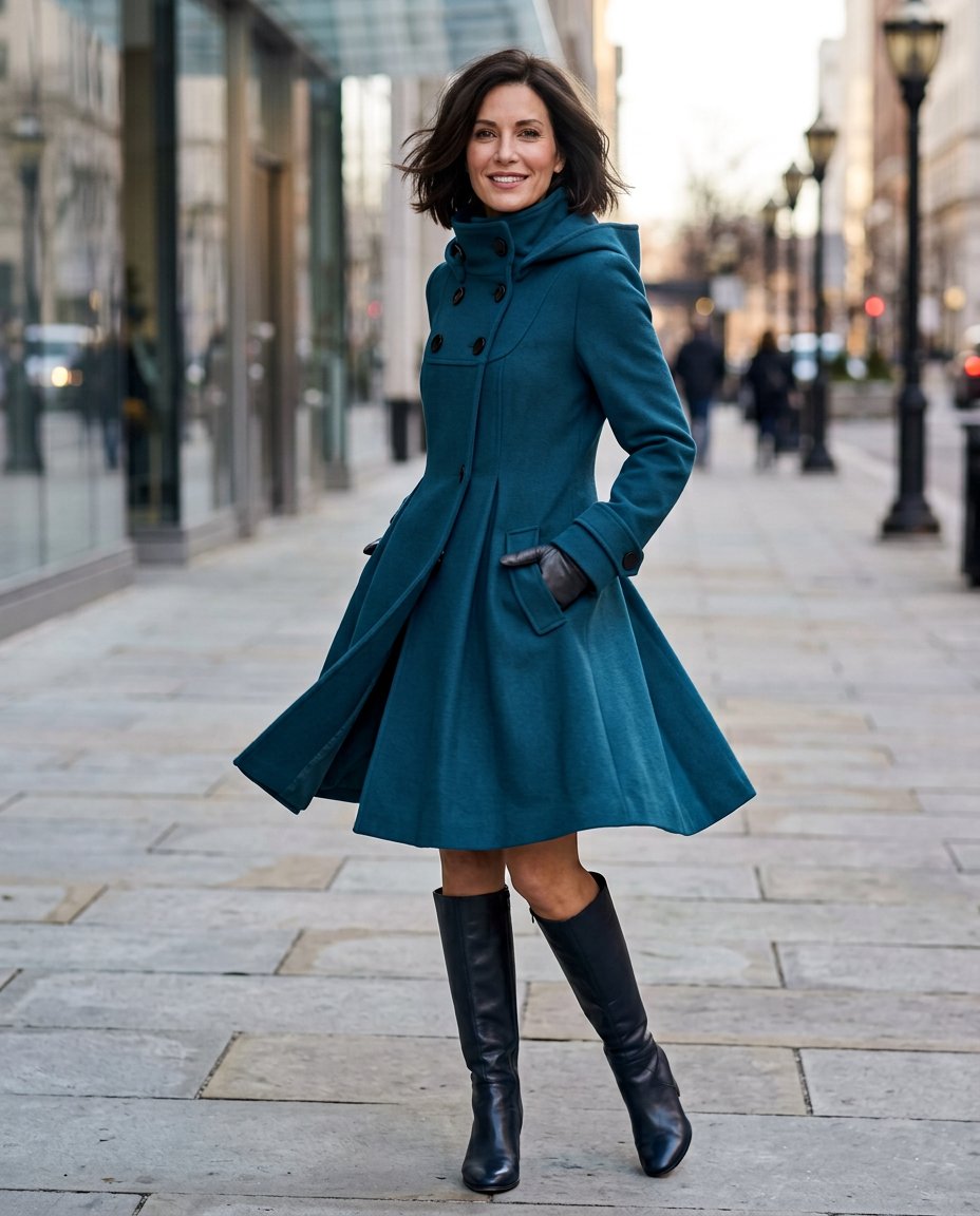 Wanda Salvadori™ Cappotto swing con cappuccio elegante per uscite invernali
