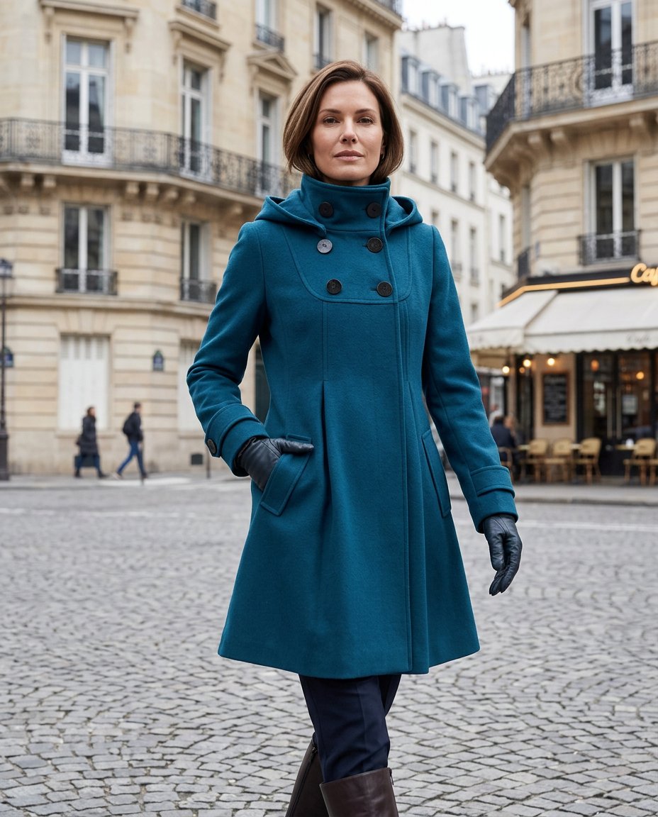 Wanda Salvadori™ Cappotto swing con cappuccio elegante per uscite invernali