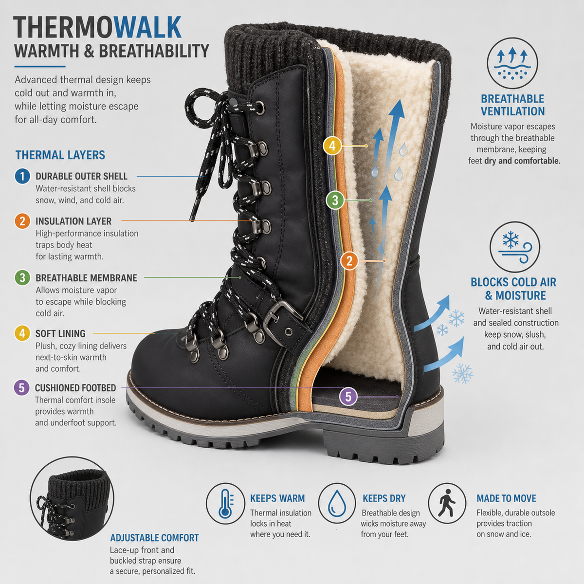 WarmStride Pro™ Stivali invernali termici per camminare sul ghiaccio