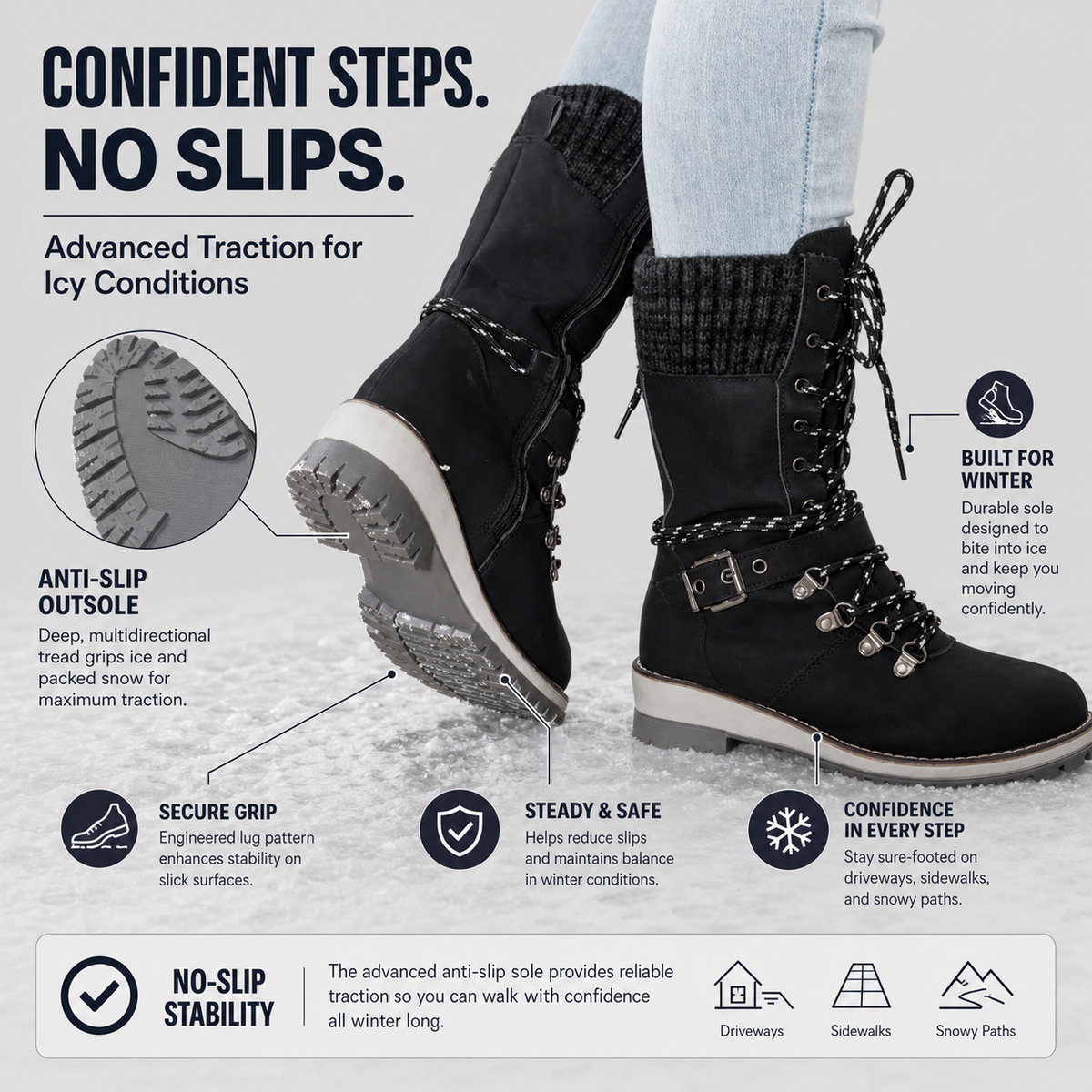 WarmStride Pro™ Stivali invernali termici per camminare sul ghiaccio