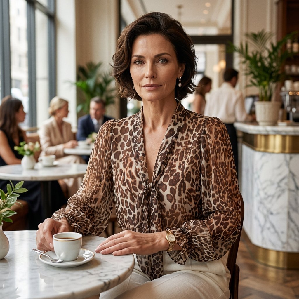 Zelinda Baldovini™ Blusa con scollo a V a stampa leopardata