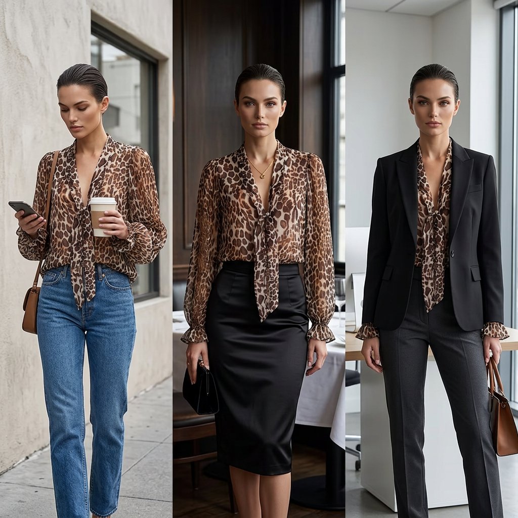 Zelinda Baldovini™ Blusa con scollo a V a stampa leopardata