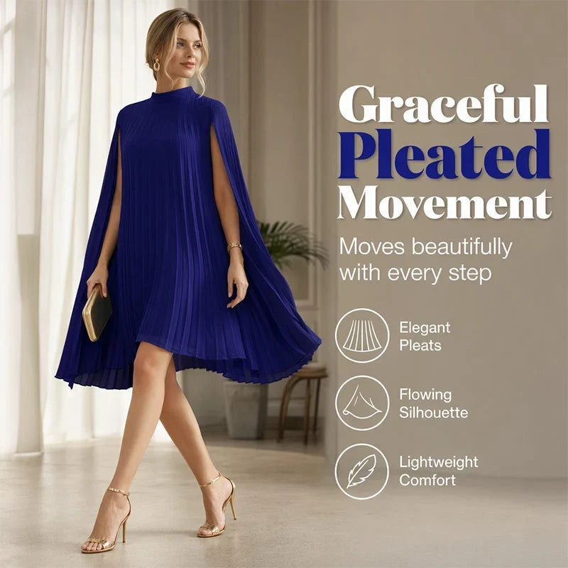 Zelinda Barchetti™ Abito con mantella plissettata elegante per uno stile senza sforzo