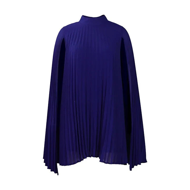 Zelinda Barchetti™ Abito con mantella plissettata elegante per uno stile senza sforzo