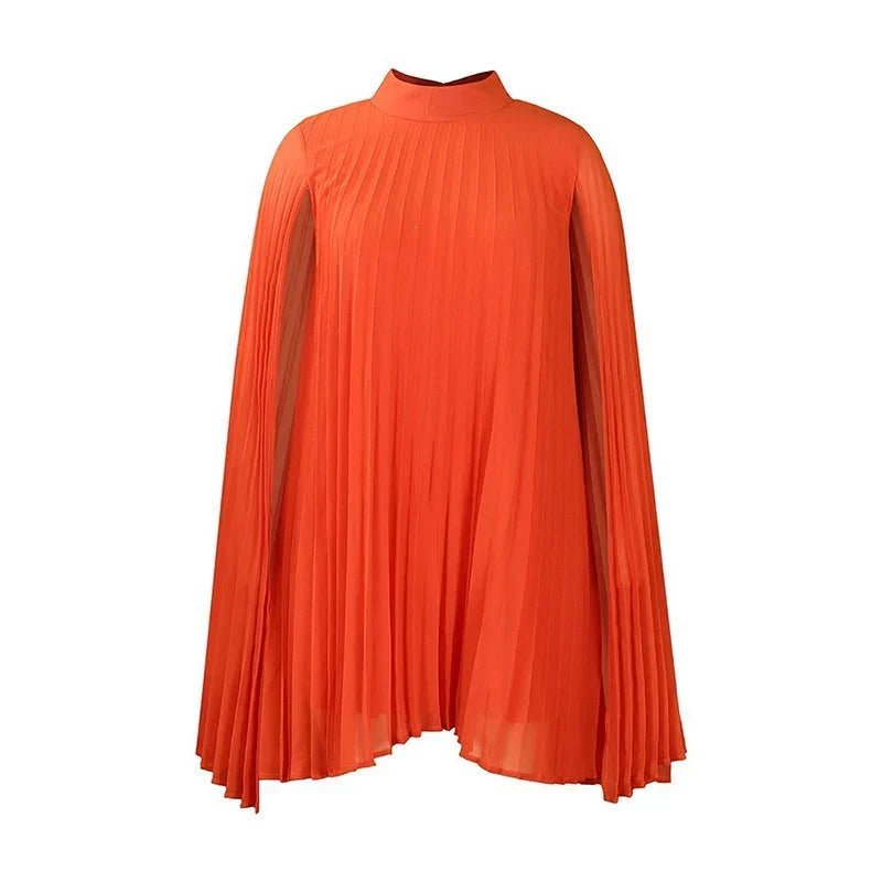 Zelinda Barchetti™ Abito con mantella plissettata elegante per uno stile senza sforzo