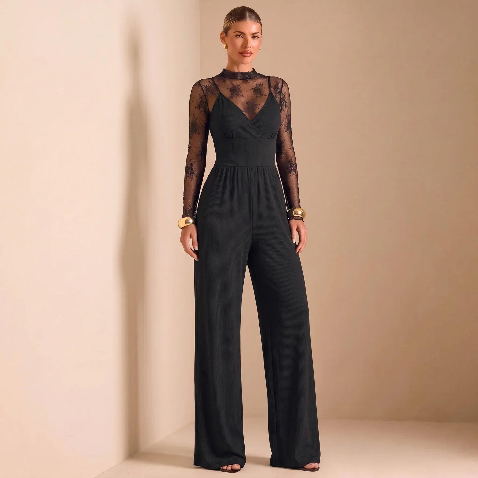 Zelinda Vergano Elegant Lace Top - main view of smooth lace t-shirt and pocket tracksuit set